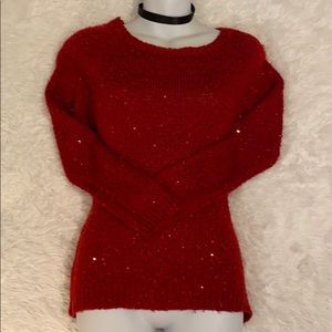 ❌ NY Collection Sz S Red Sequins Tunic Sweater ❌